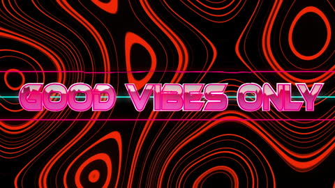 Vibrant Good Vibes Only Text Over Red Kaleidoscope Background
