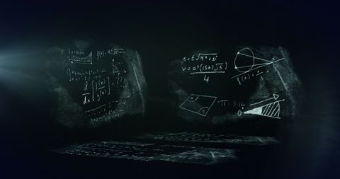 Mathematical equations on chalkboards with connection networks
