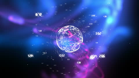 Digital Globe with Network Connections and Vibrant Waves