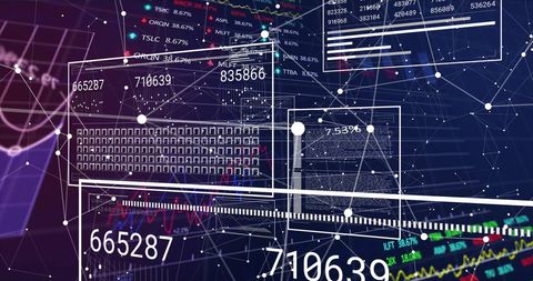 Digital Financial Data Editing with Network Connections on Black Background - Download Free Stock Images Pikwizard.com