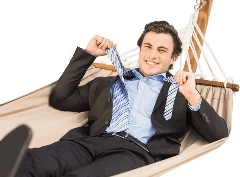 relaxed businessman resting in hammock on transparent background - Download Free Stock Videos Pikwizard.com