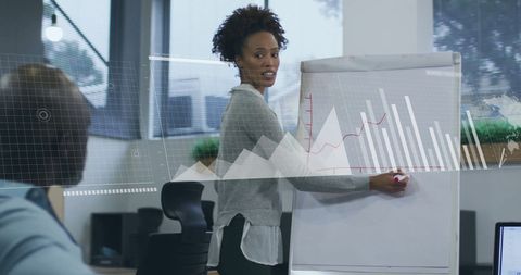 Woman Presenting Business Growth Chart in Office Meeting