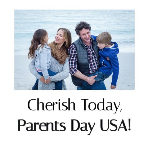 Happy family celebrating parents day at beach