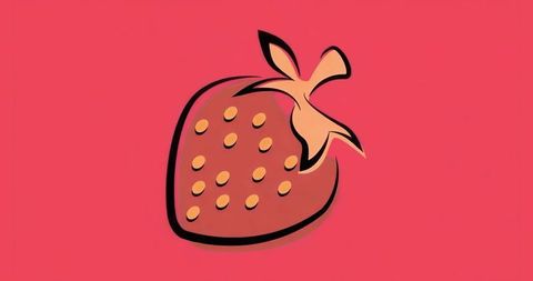 Stylized Vibrant Strawberry Illustration with Coral and Peach Theme