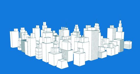 Digital Cityscape with Rotating Virtual Buildings - Download Free Stock Images Pikwizard.com