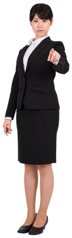 Asian Businesswoman Pointing Isolated on Transparent Background