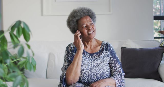 Elderly Woman Having Happy Phone Conversation at Home - Download Free Stock Images Pikwizard.com