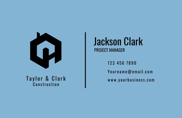 Modern Construction Business Card Template with Bold Logo - Download Free Stock Templates Pikwizard.com