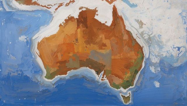 Abstract representation of australian continent with oceanic surroundings