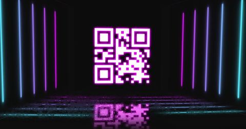 Digital QR Code with Neon Lights in Futuristic Scene - Download Free Stock Images Pikwizard.com