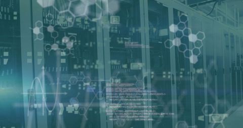 Digital Data Processing with Futuristic Holograms Over Servers - Download Free Stock Images Pikwizard.com
