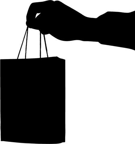 Transparent Silhouette Hand Holding Gift Bag Vector