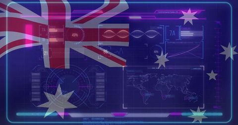 Futuristic interface with australian flag elements