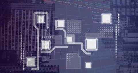 stock market data overlay buildings with global tech concept - Download Free Stock Images Pikwizard.com