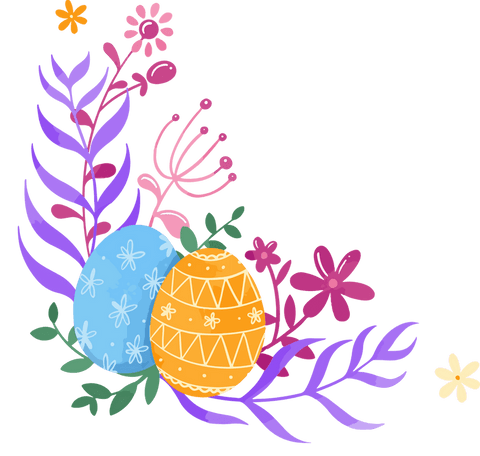 Colorful Easter Eggs in Floral Corner Wreath with Transparent Background - Download Free Stock Videos Pikwizard.com
