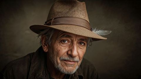 Old people wearing fedora looking confident