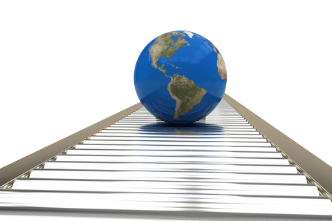 transparent earth globe on 3d conveyor belt path - Download Free Stock Videos Pikwizard.com