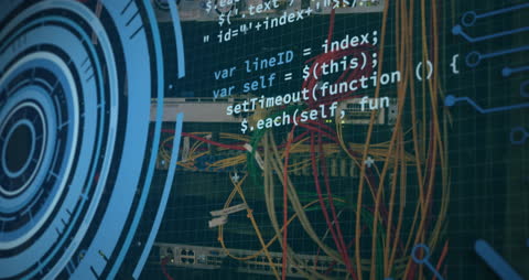 Complex Networking Code Overlay with Digital Interface Theme