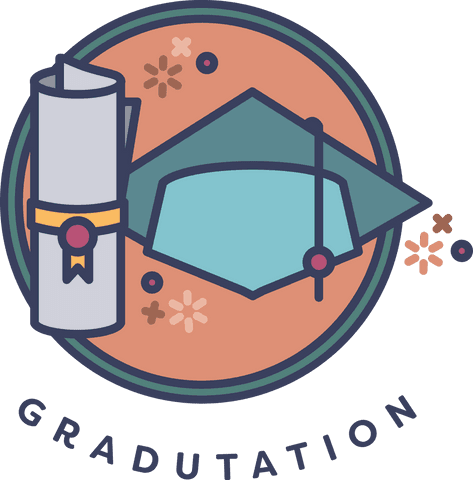 Transparent Digital Graduation Illustration with Icons Background