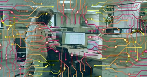 Team collaboration with advanced office technology