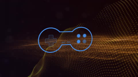 Digital Gamepad Overlay on Abstract Motion Background