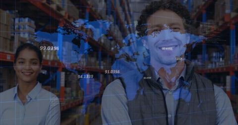 Global Logistics Network with Warehouse Workers and Data Overlay - Download Free Stock Images Pikwizard.com