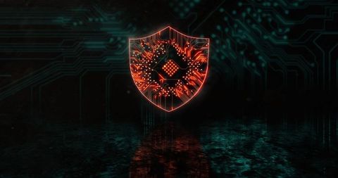Glowing shield symbolizing cybersecurity and data protection