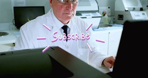 Scientist analyzing data with technology in modern laboratory