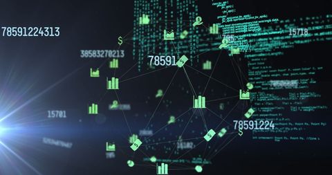 Data Network Visualization with Digital Interface Icons - Download Free Stock Images Pikwizard.com