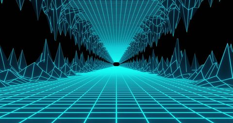 Futuristic Cyber Tunnel with Glowing Grid in Virtual Reality Landscape - Download Free Stock Images Pikwizard.com