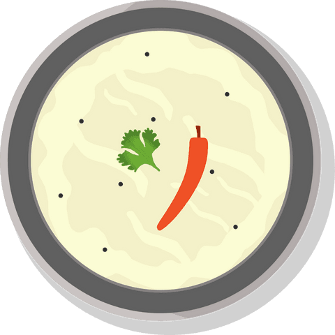 Creamy Soup Bowl with Chili Pepper on Transparent Background