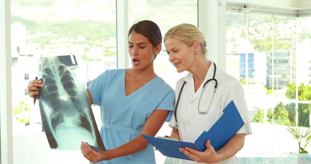 Female Doctors Analyzing X-ray in Modern Clinic - Download Free Stock Images Pikwizard.com