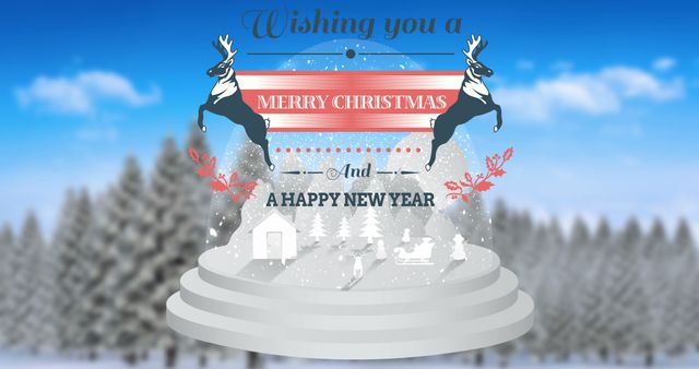 Festive Christmas and New Year Greeting Card with Snowy Scene - Download Free Stock Images Pikwizard.com