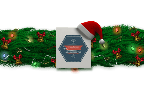 Christmas Garland with Lights and Santa Hat on Transparency