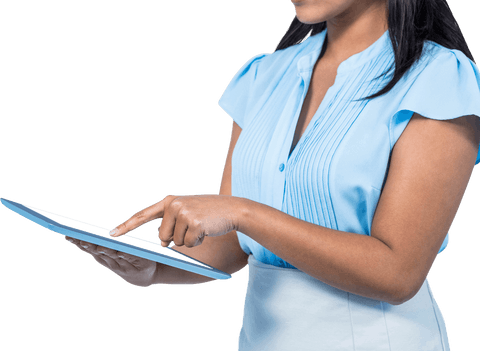 Transparent View Businesswoman Interacting with Digital Tablet - Download Free Stock Videos Pikwizard.com