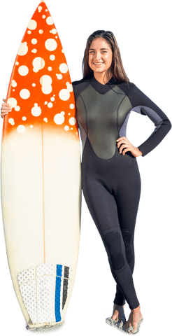 Surf Enthusiast Holding Surfboard on Transparent Background