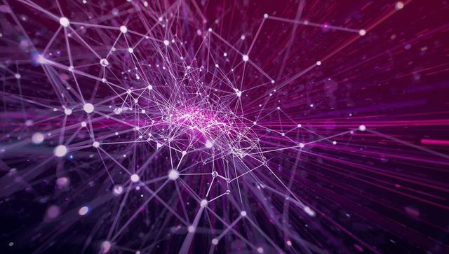 Neon Network Nexus connecting glowing nodes and data mesh in futuristic digital space