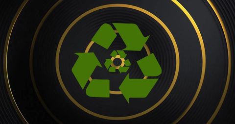 3D Recycling Symbols on Digital Black and Yellow Background