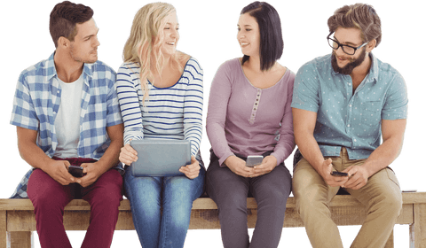 diverse group holding gadgets with transparent background - Download Free Stock Videos Pikwizard.com