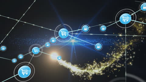 Digital Network Connections with E-commerce Icons