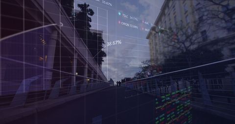 global financial data streaming through urban cityscape - Download Free Stock Images Pikwizard.com