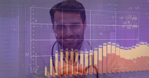 Doctor Analyzing Digital Health Charts and Data