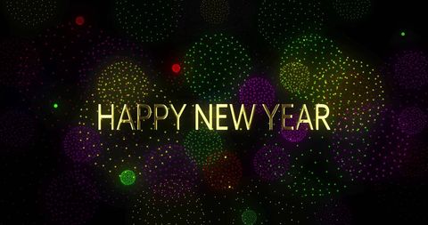Happy new year wish with vibrant fireworks