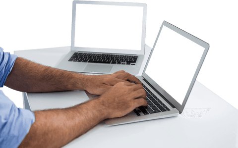 male executive typing on laptop transparent background - Download Free Stock Videos Pikwizard.com