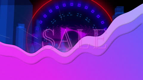 Futuristic Neon Sale Animation with Digital Scope
