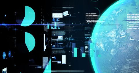 Global Data Visualization with Graphs and Globe - Download Free Stock Images Pikwizard.com