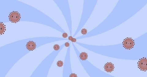 Falling COVID-19 Cells Over Blue Spiral Background - Download Free Stock Images Pikwizard.com