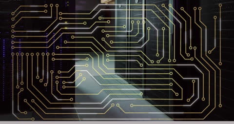 Circuit Pattern Overlay on Data Center Server Racks