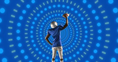 American football player in futuristic digital vortex