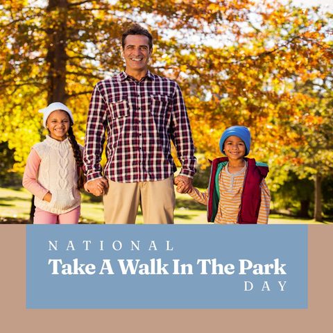 Family celebrating national take a walk in the park day